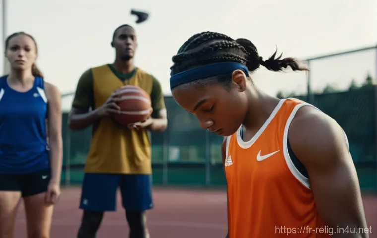 종교와 스포츠  신앙과 경기 - **Prompt:** A group of diverse professional athletes, visibly focused and determined, are engaged in...